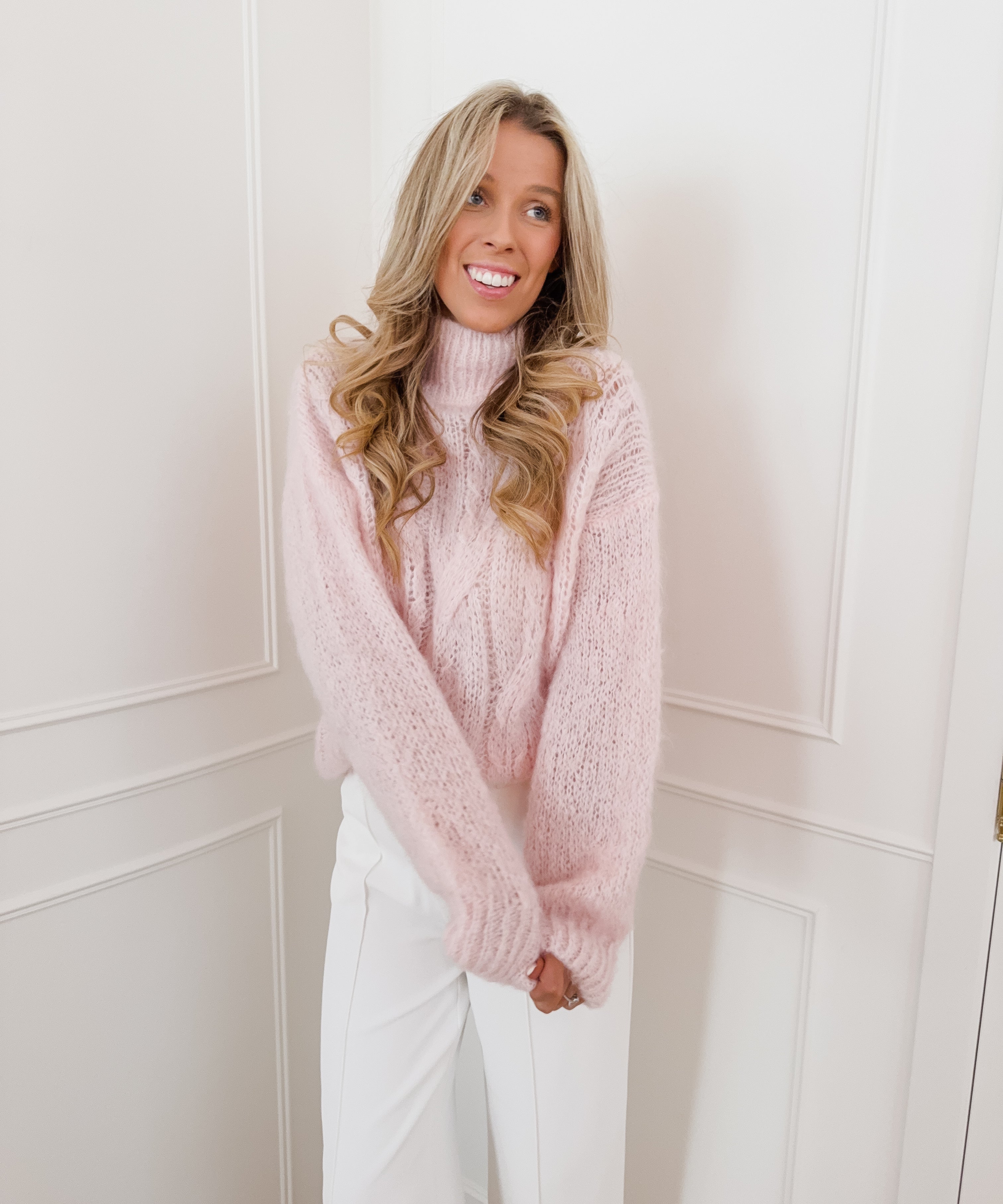 Pink Nancy Cable Mohair Sweater