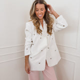 White Silver Heart Studs Blazer