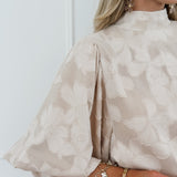 Beige Flower Bow SHORT SLEEVE Blouse