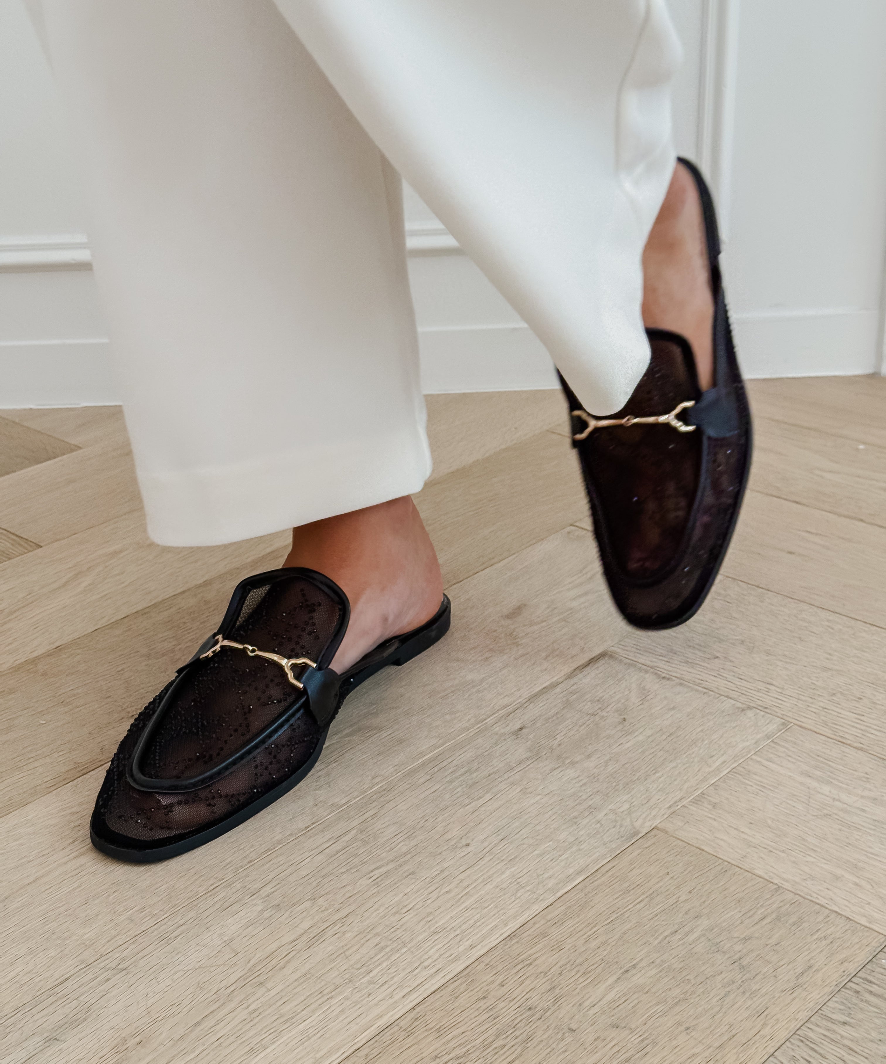 Black Diamond Buckle Loafers