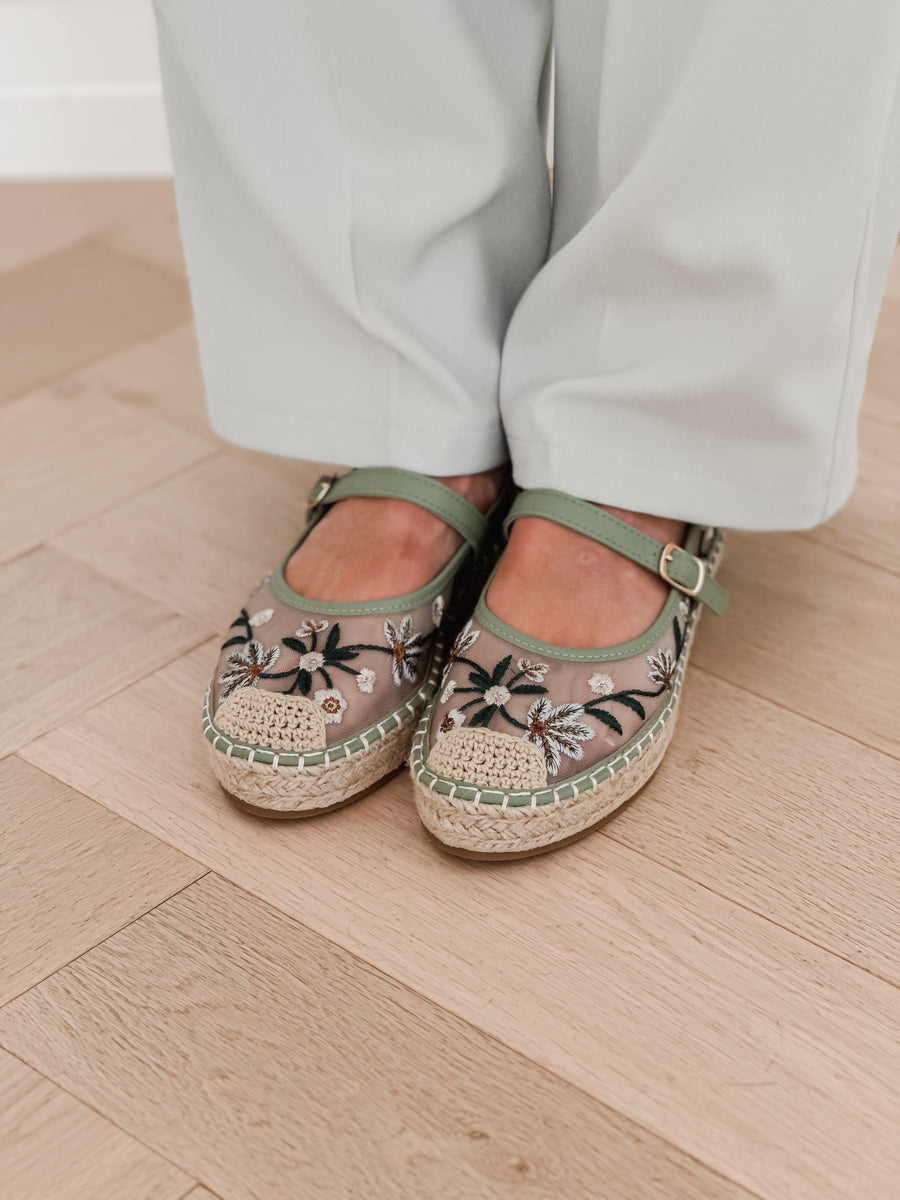Green Flower Sandals
