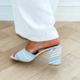 Pastel Jocelynn Satin Wavy Striped Heels
