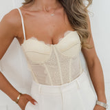 Light Yellow Lisa-Marie Lace Corset Top