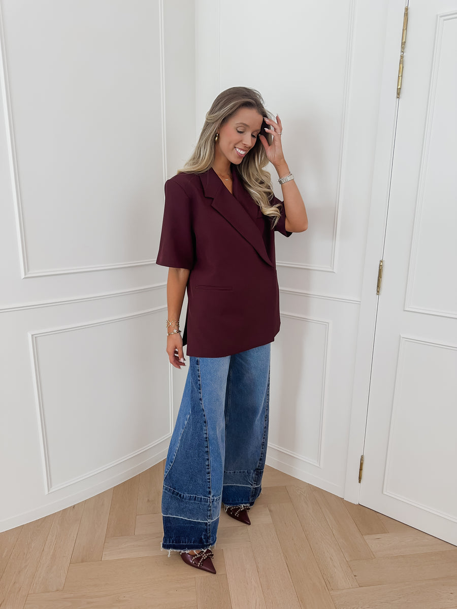 PRE ORDER Burgundy Short Sleeve Julia Blazer