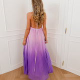 Purple Francesca Ombre Plissé Dress