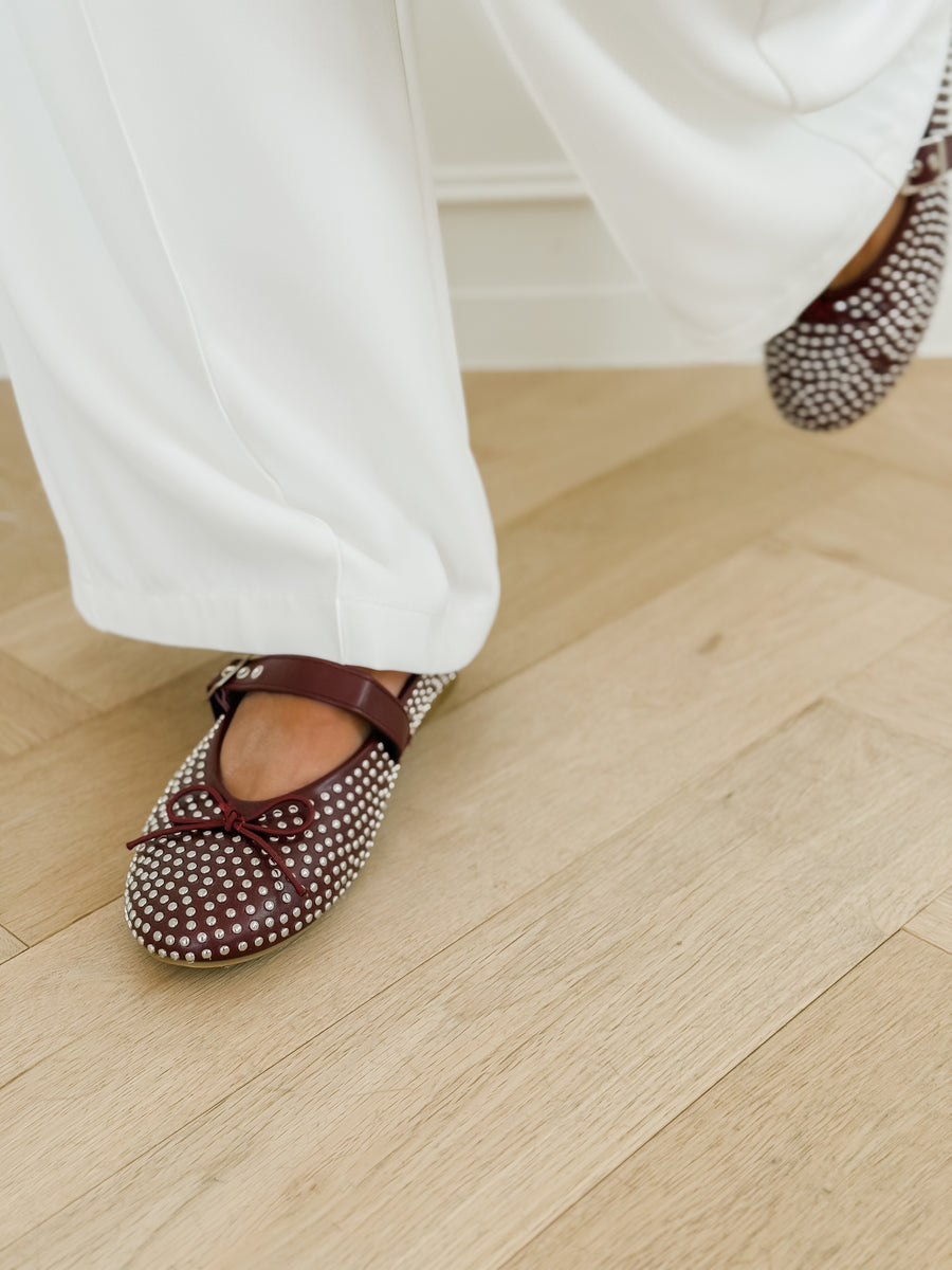 Bordeaux Silver Studs Ballerina