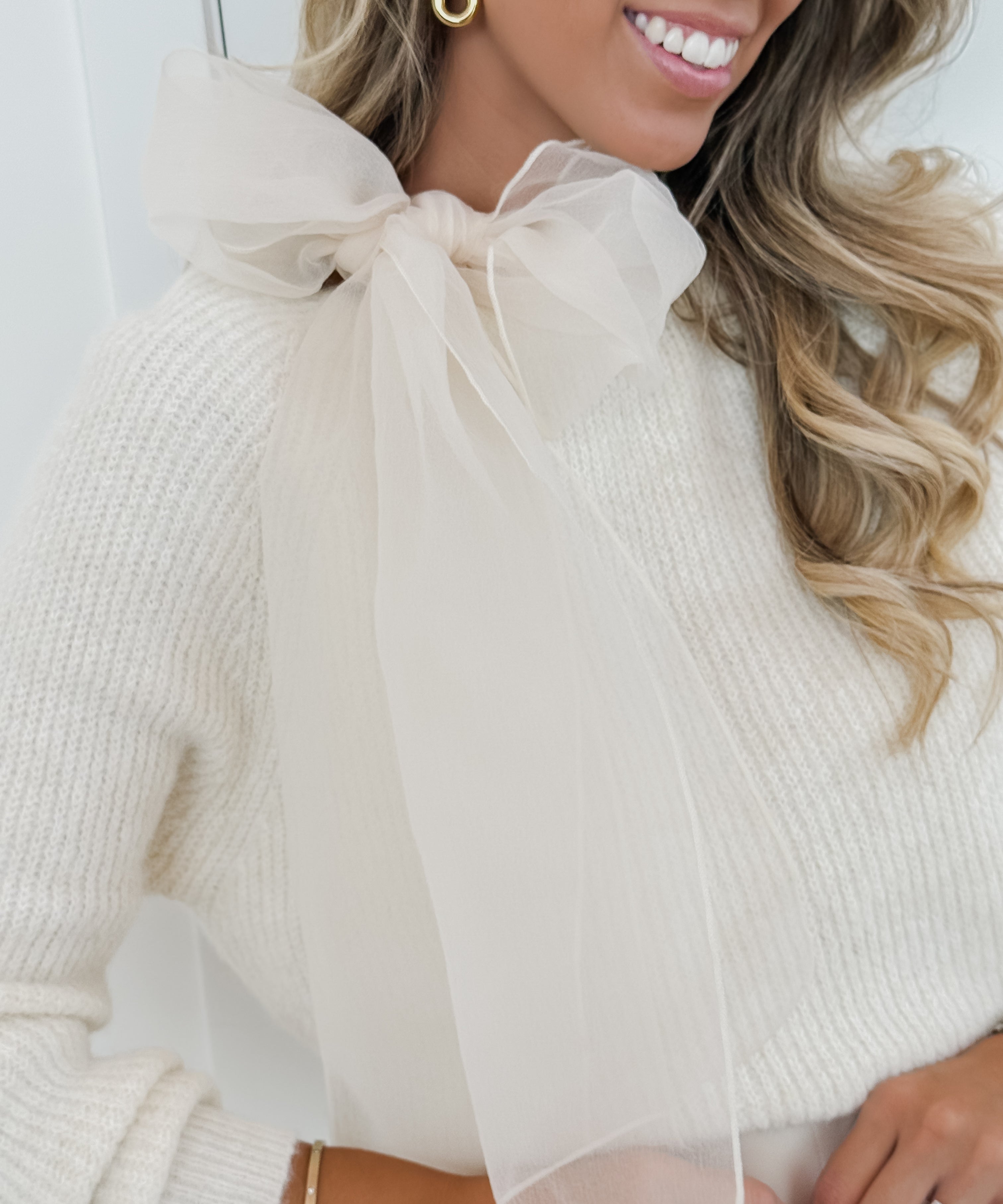 Vanilla Big Side Bow Sweater