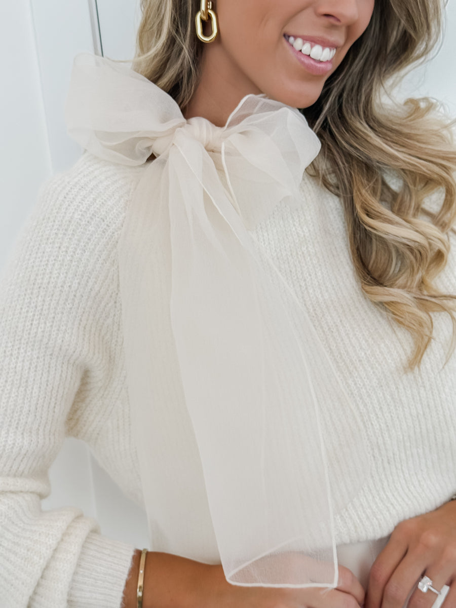 Vanilla Big Side Bow Sweater