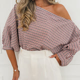 Bordeaux Lily Vichy Off Shoulder Blouse