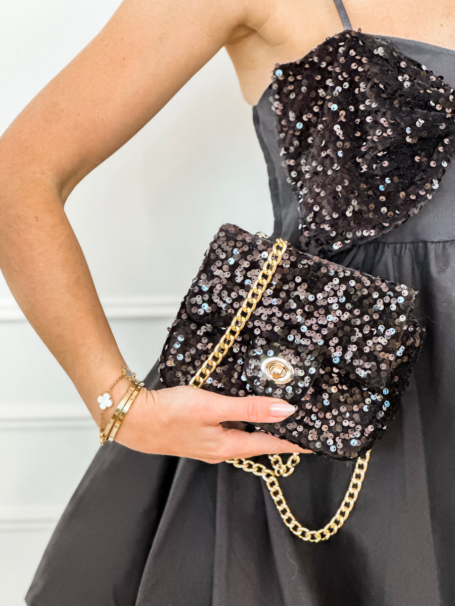 Black Aicha Sequin Bag