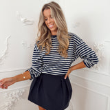 Navy Grey Katarina Long Sleeve Top