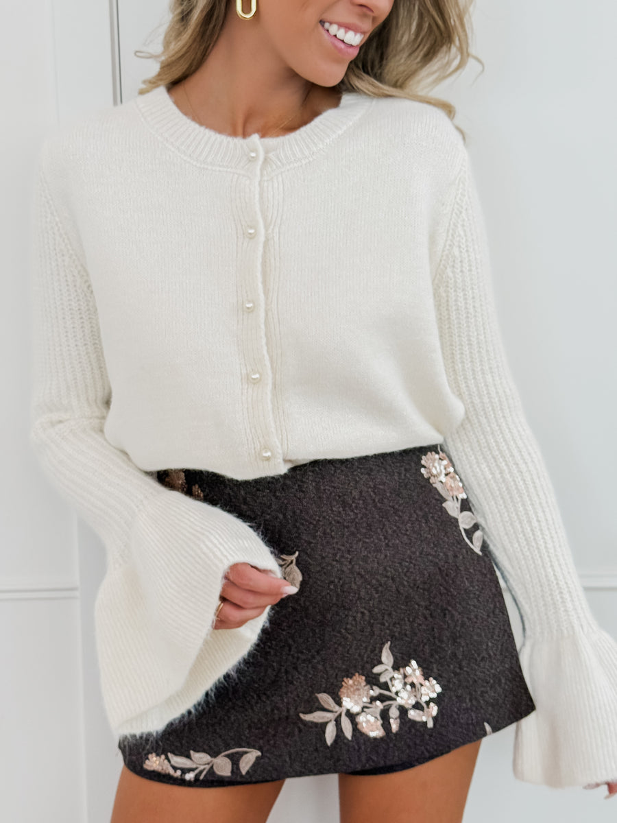 Crème Lizette Pearl Button Cardigan