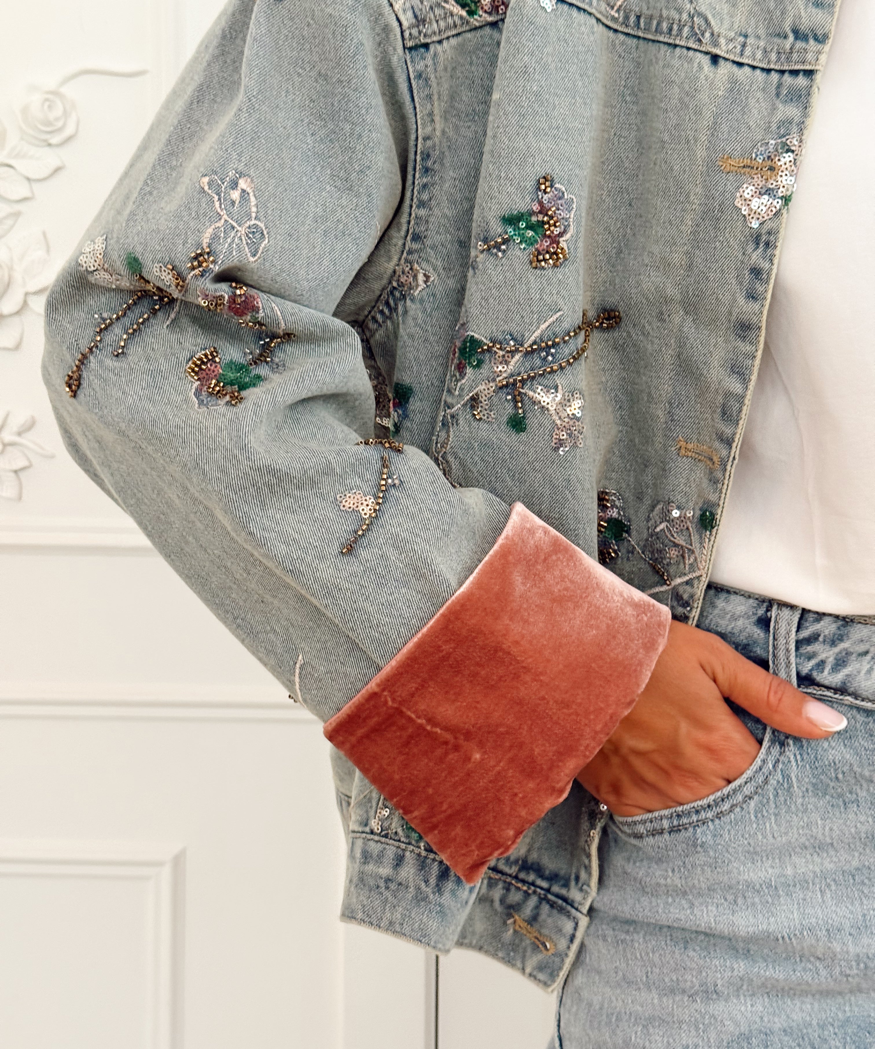 Pink Limited Edition Velvet Jeans Jacket