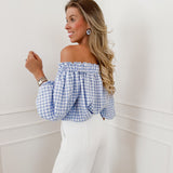 White Blue Sabrina Blouse