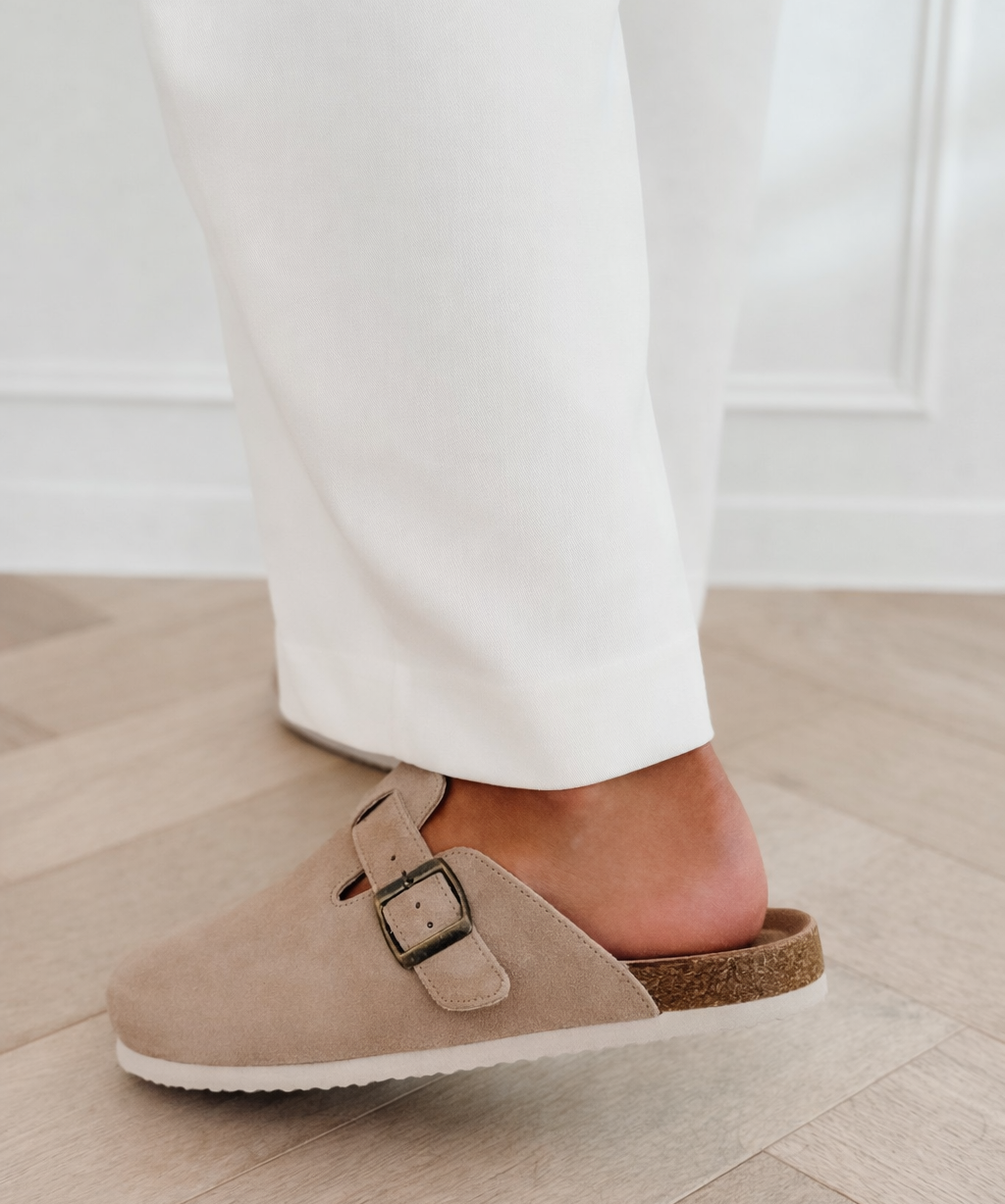 Beige Suede Ines Mule