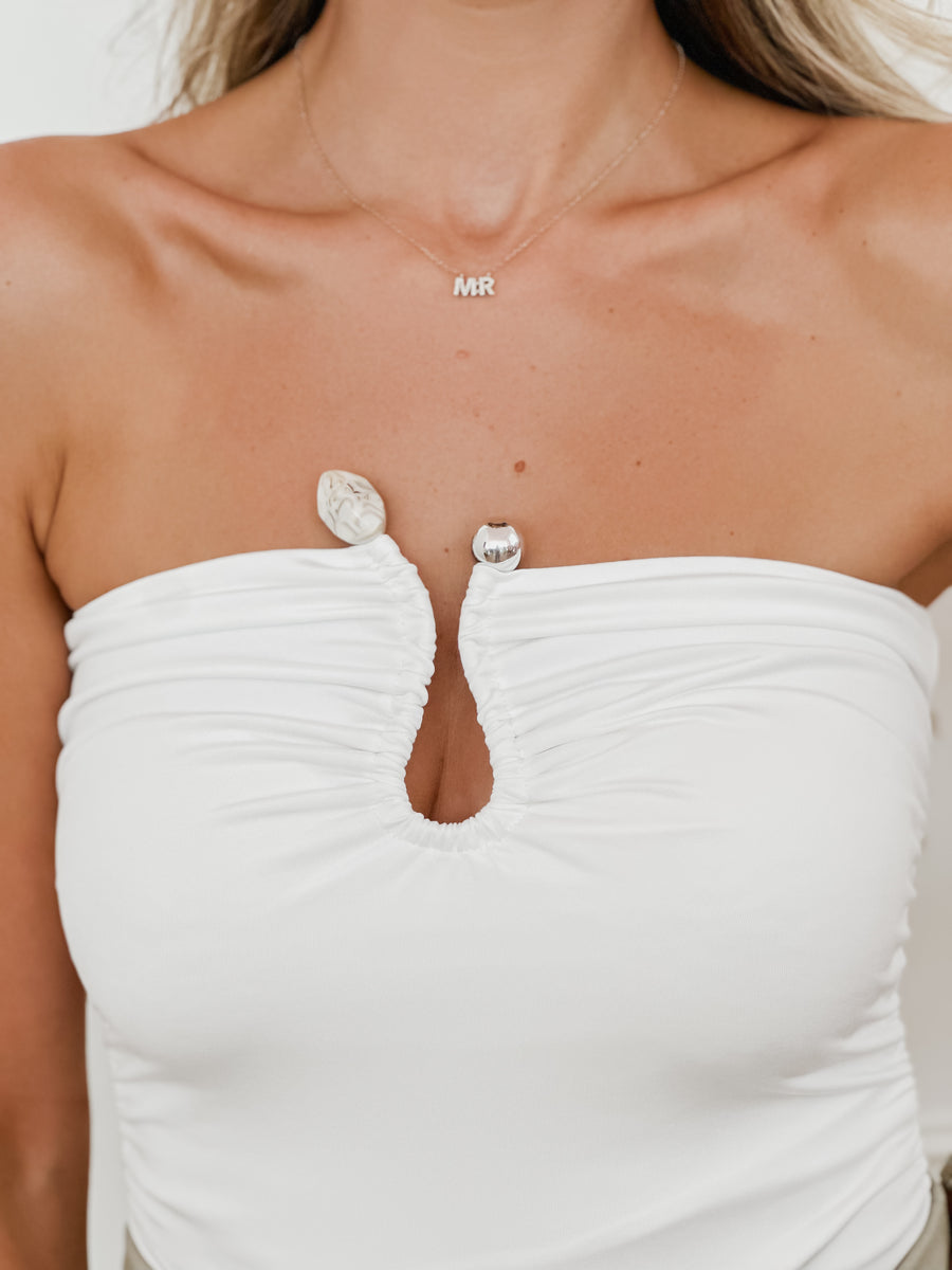 White Stone Bandeaux Top