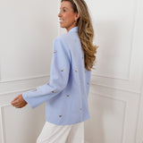 Light Blue Silver Heart Studs Blazer