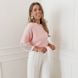 Pink Lace Long Sleeve Sweater