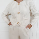 Cream Golden Button Cardigan