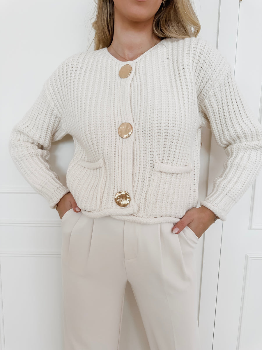 Crème Golden Button Gilet