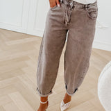 Washed Off Brown Barrel Rana Jeans