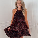 Dark Brown Gloriana Sequin Layered Dress