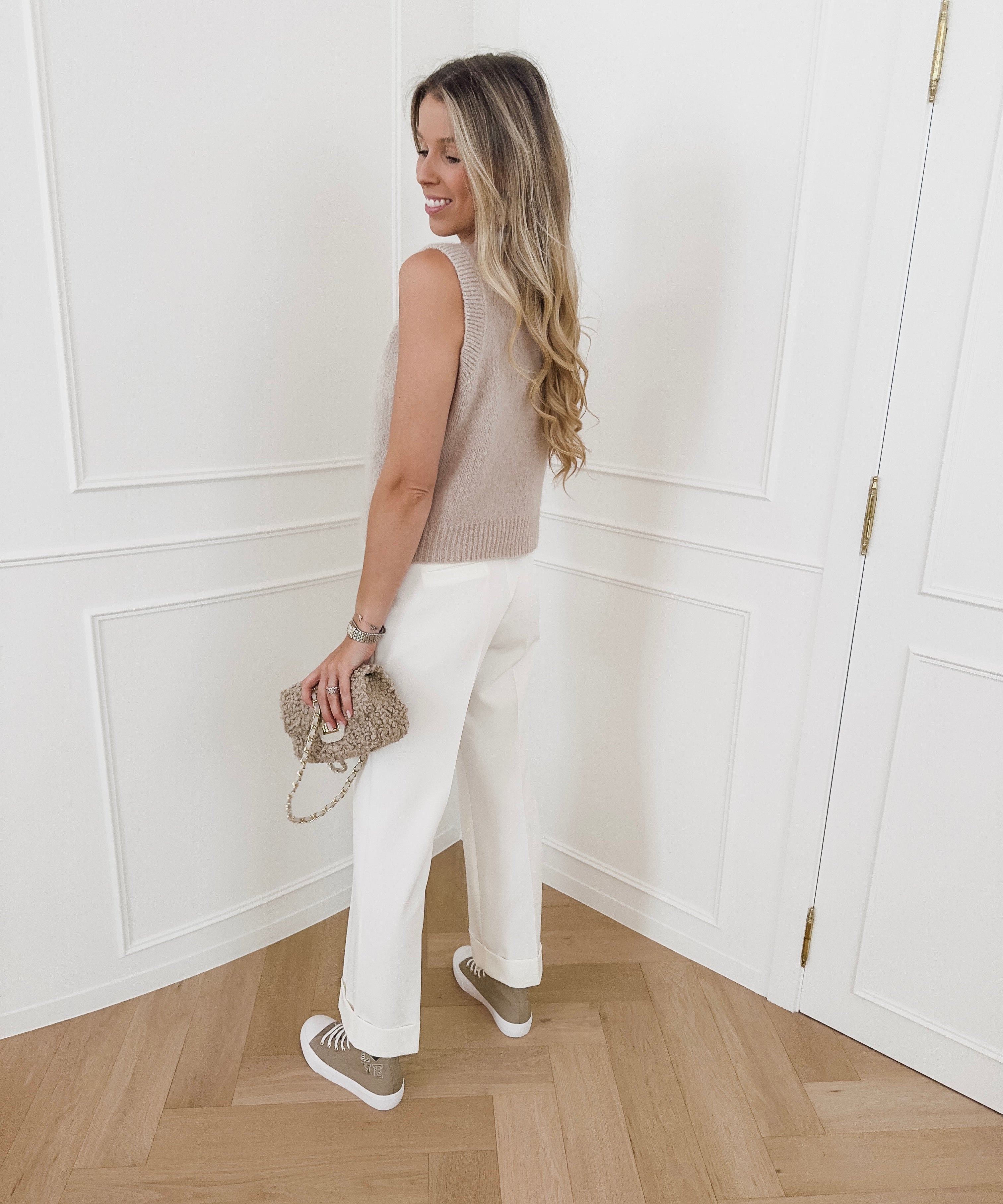 White Fold Trouser