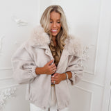 PRE ORDER Beige Georgette Oversized Jacket
