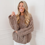 Taupe Mirelle Cable Oversized Sweater