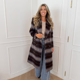 Brown Blue Jeanne Long Coat
