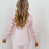 Soft Pink Emory Lace Sleeve Blazer