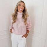 Pink Nancy Cable Mohair Sweater