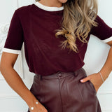 PRE ORDER Burgundy Cream Accent Karima T-Shirt
