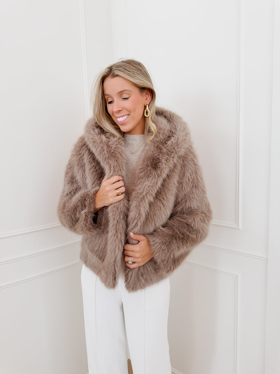 Taupe Addison Faux Fur Jacket