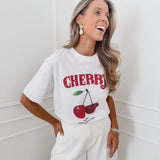 White Cherry Print T-Shirt