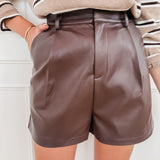 Dark Brown Elouise Leather Short