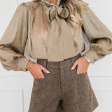 Brown Herringbone Lauryn Short