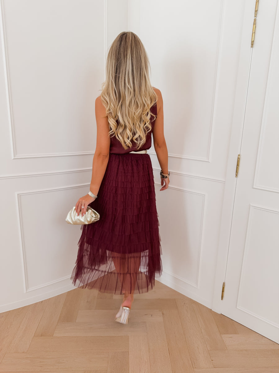 Wine Red Lily Skirt