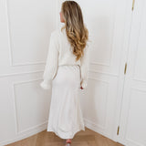 Vanilla Satin Lace Split Skirt