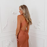 Terracotta Satin Lina Dress
