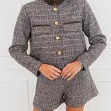 Brown White Sparkle Herringbone Jacket
