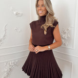 Brown Loulou Plissé Ensemble