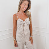 Beige Dots Bow Jumpsuit