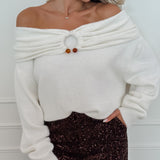 White Felicie Bandeau Buckle Sweater