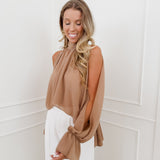 Camel Open Sleeve Blouse