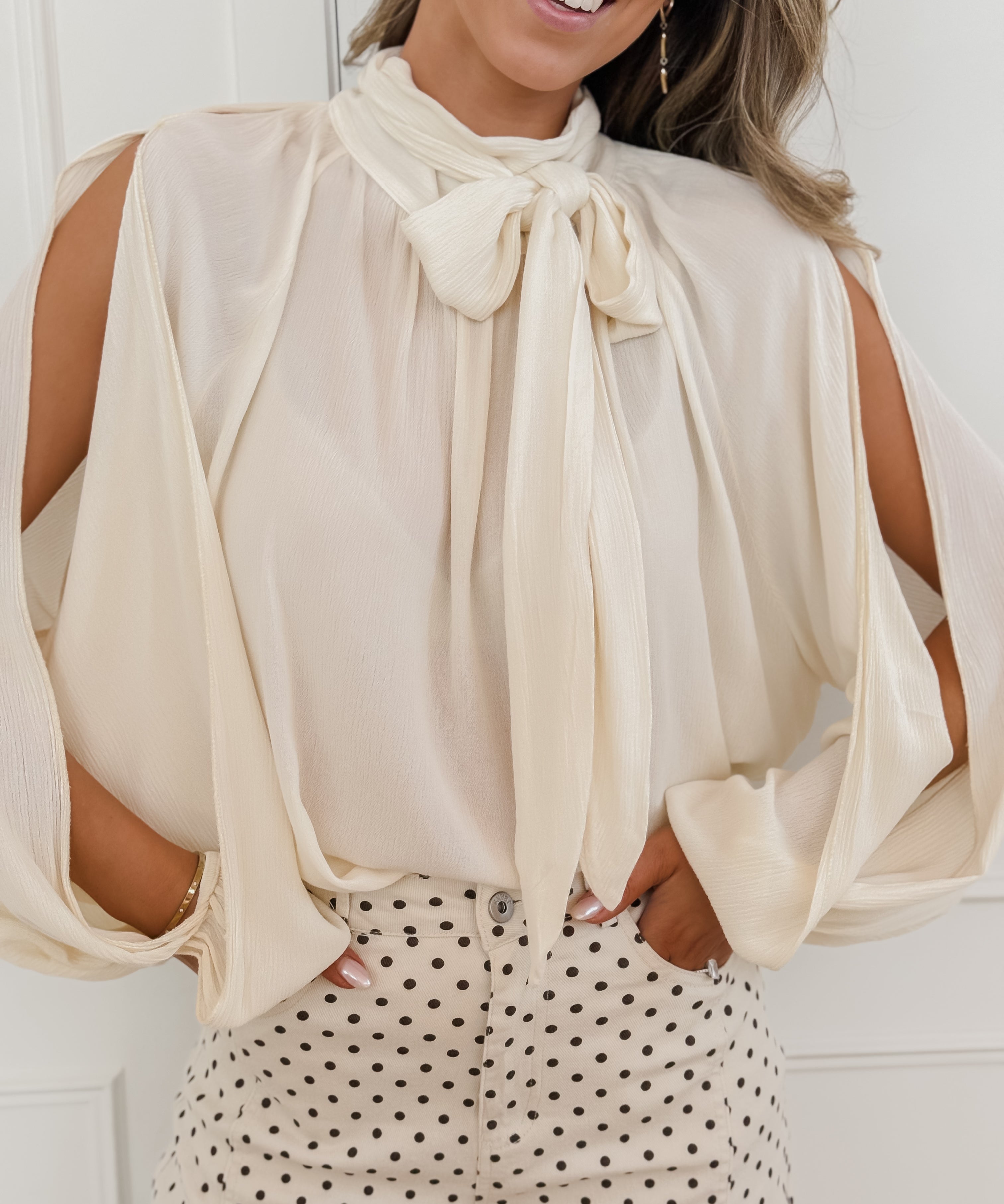 Cream Open Sleeve Lavinia Blouse