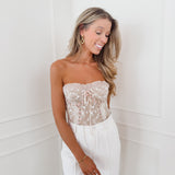 Nude Corset Flower Bow Top