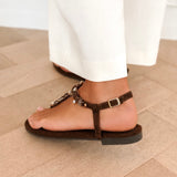 Brown Boho Stone Sandals