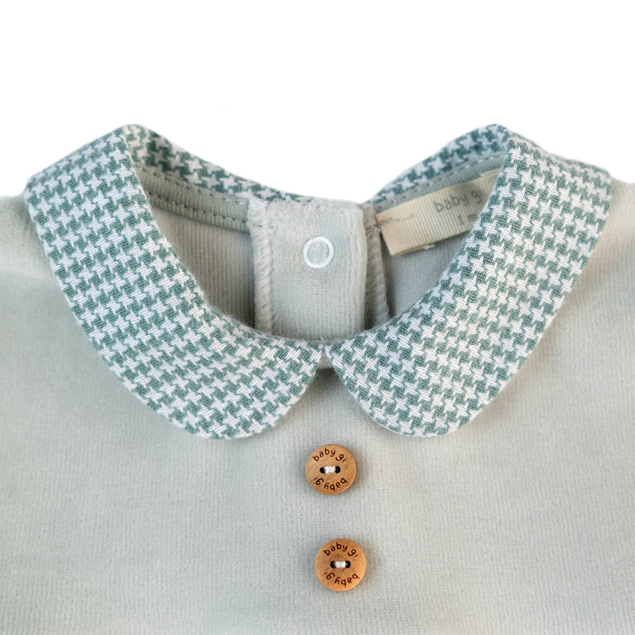 BABY - Mint Pied De Poule Detail Bodysuit