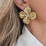 Golden Big Flower Earrings